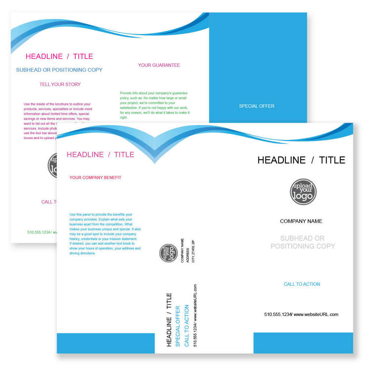 Blue Flowing LIne Brochure tri-fold 8-1/2x11 Rectangle - Sky Blue