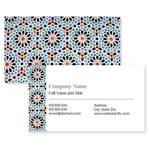 Moroccan Tiles Business Card 2x3-1/2 Rectangle - Blue Stratos