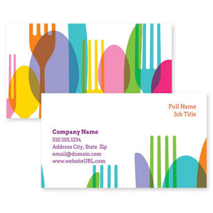 Flatware Fun Business Card 2x3-1/2 Rectangle - Tropical Teal