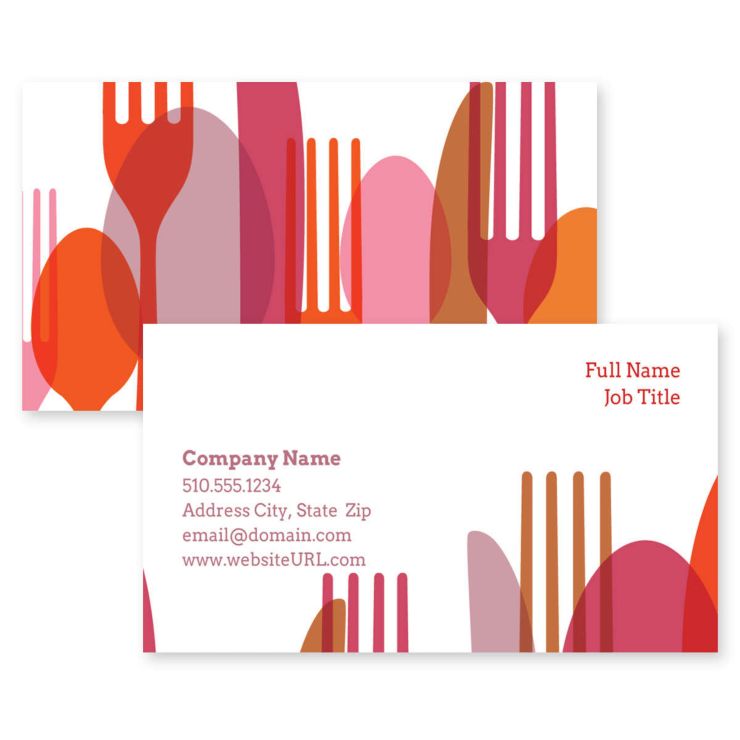 Flatware Fun Business Card 2x3-1/2 Rectangle - Paprika Red
