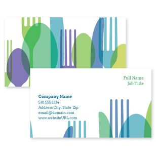 Flatware Fun Business Card 2x3-1/2 Rectangle - Blue, Sky