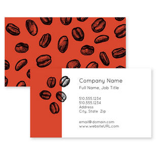 Coffee Beans Business Card 2x3-1/2 Rectangle - Strawberry Red