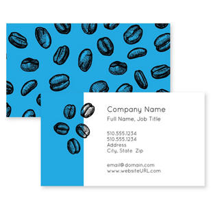 Coffee Beans Business Card 2x3-1/2 Rectangle - Sky Blue