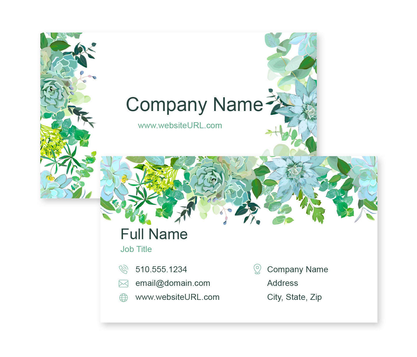 Succulents Business Card 2x3-1/2 Rectangle