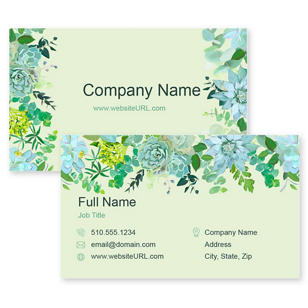 Succulents Business Card 2x3-1/2 Rectangle - De York Green
