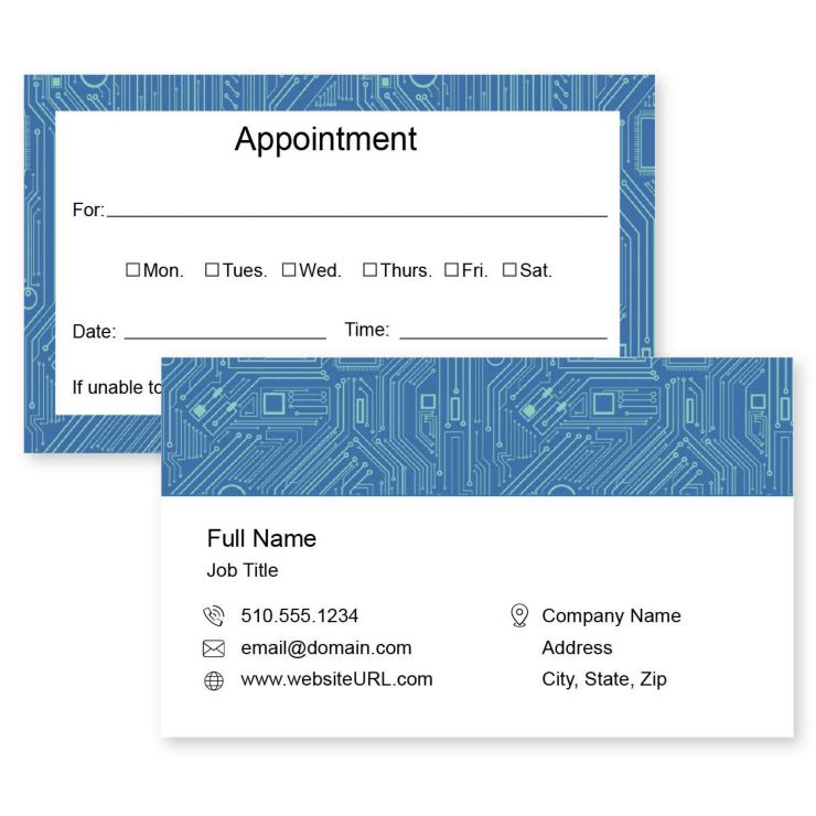 Circuit board Business Card 2x3-1/2 Rectangle - Blue, Sky