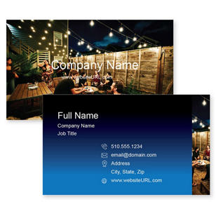 BBQ On The Patio Business Card 2x3-1/2 Rectangle Horizontal - Blue