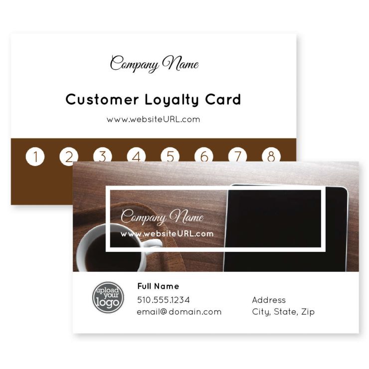 Coffee Break Business Card 2x3-1/2 Rectangle Horizontal - Brown