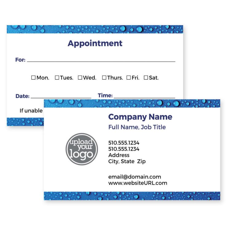 Droplets Business Card 2x3-1/2 Rectangle Horizontal - Venice Blue