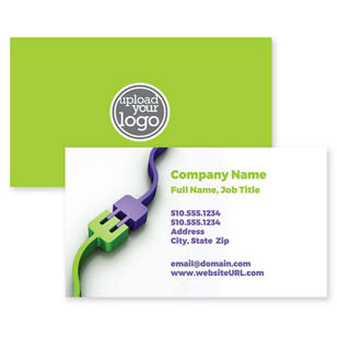 All Charged Up Business Card 2x3-1/2 Rectangle Horizontal - Kiwi Green