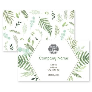 Fern Spray Business Card 2x3-1/2 Rectangle Horizontal - Moss Green