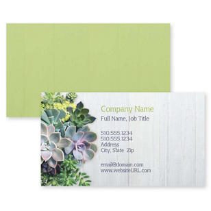 Seasonal Floral Business Card 2x3-1/2 Rectangle Horizontal - De York Green