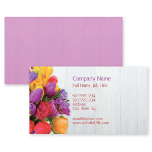 Seasonal Floral Business Card 2x3-1/2 Rectangle Horizontal - Affair Purple