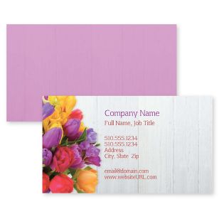 Seasonal Floral Business Card 2x3-1/2 Rectangle Horizontal - Affair Purple