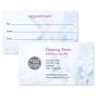 Peony Bouquet Business Card 2x3-1/2 Rectangle Horizontal - Sky Blue