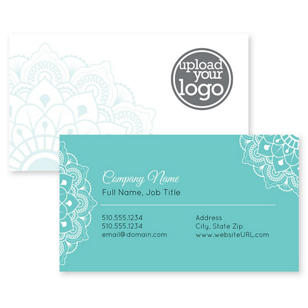 Lace Filigree Business Card 2x3-1/2 Rectangle Horizontal - Tropical Teal