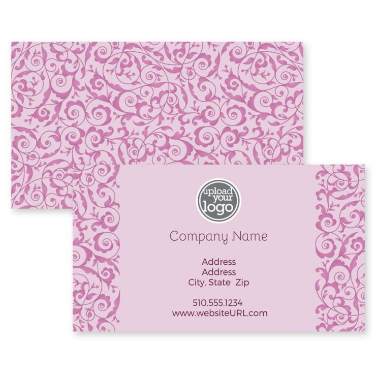 Decorative Scroll Business Card 2x3-1/2 Rectangle Horizontal - Affair Purple