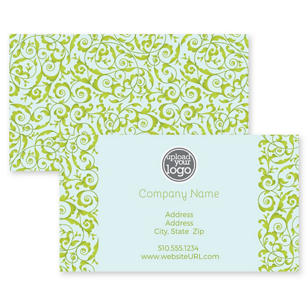 Decorative Scroll Business Card 2x3-1/2 Rectangle Horizontal - Kiwi Green
