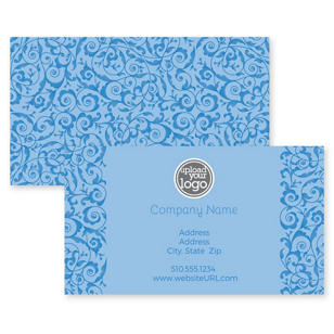 Decorative Scroll Business Card 2x3-1/2 Rectangle Horizontal - Sky Blue