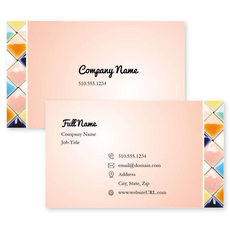 Lush Mosaic Business Card 2x3-1/2 Rectangle Horizontal - Apricot
