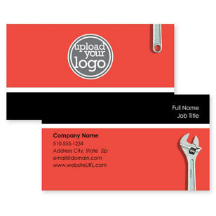 Rugged Wrench Business Card 2x3-1/2 Rectangle Horizontal - Red