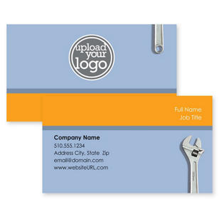 Rugged Wrench Business Card 2x3-1/2 Rectangle Horizontal - Sky Blue