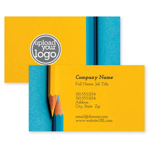 Colored Pencils Business Card 2x3-1/2 Rectangle Horizontal - School Bus Yellow