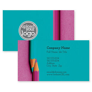 Colored Pencils Business Card 2x3-1/2 Rectangle Horizontal - Tropical Teal