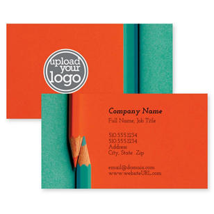 Colored Pencils Business Card 2x3-1/2 Rectangle Horizontal - Citrus Orange