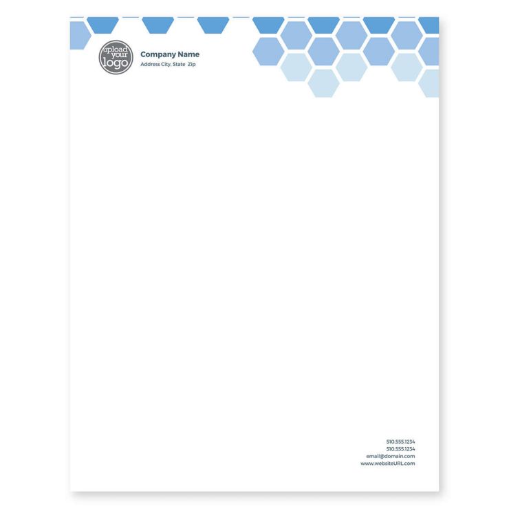 Honeycomb Pattern Letterhead 8-1/2x11 - Blue, Sky