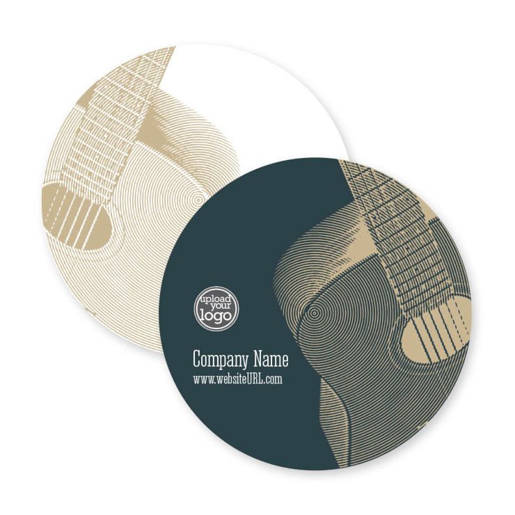 Strumming Guitar Coaster 3-5/8" Circle - Deep Teal