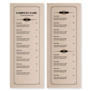 Gotham Nights Menu 4-1/4"x11" Rectangle Vertical - Ecru White