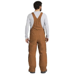 Carhartt Duck Quilt-Lined Zip To Thigh Bib Overalls - Brown