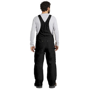 Carhartt Duck Quilt-Lined Zip To Thigh Bib Overalls - Black