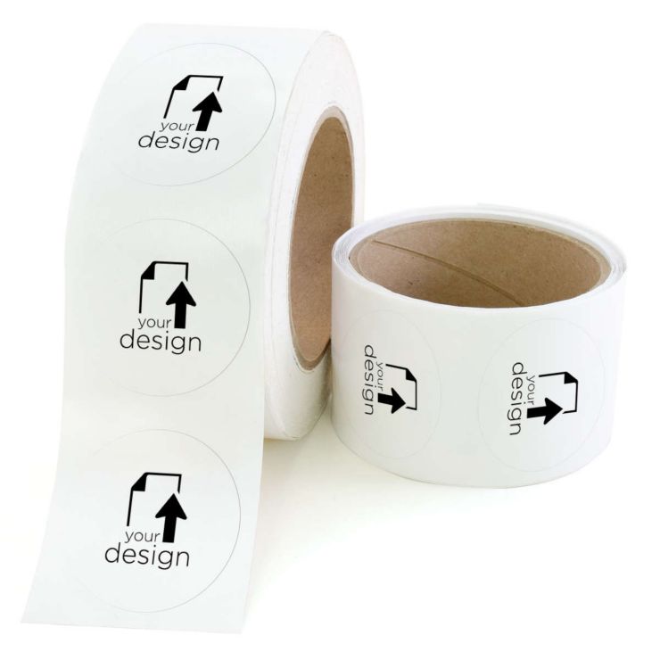 Your Design Roll Sticker 4"x4" Circle - White