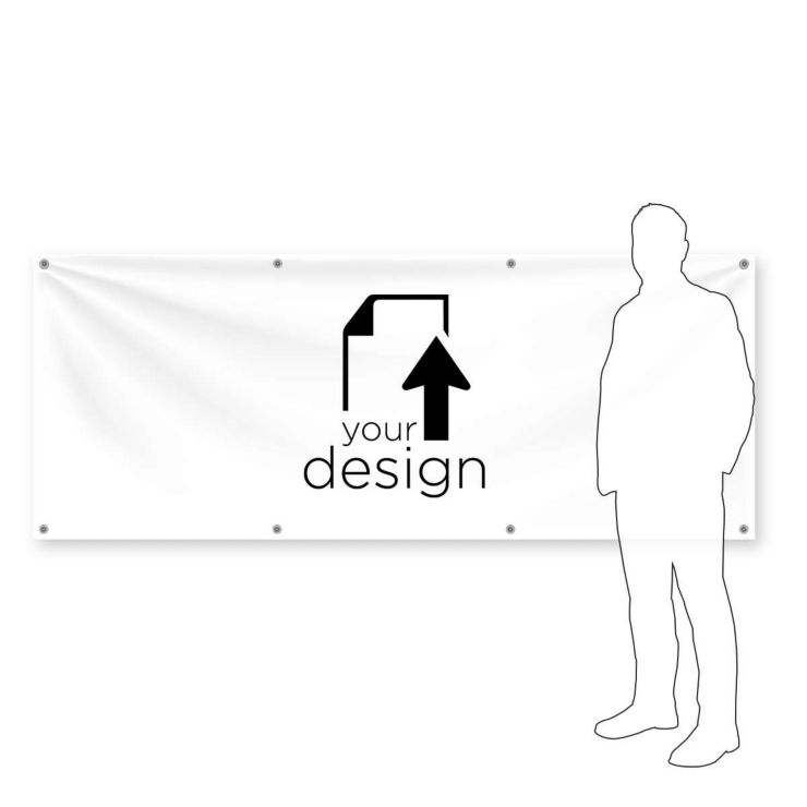 Your Design Vinyl Banner 3'x8' Rectangle Horizontal - White