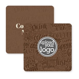 CaffeCoffeeCoffee Coaster 3-1/2" Round Corner Square - Brown