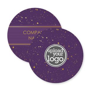 Gold Drip Coaster 3-5/8" Circle - Violet