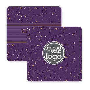 Gold Drip Coaster 3-1/2" Round Corner Square - Violet