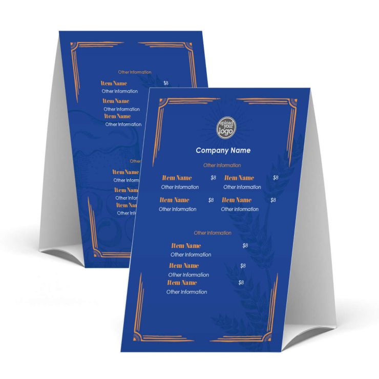 Basic Barley Table Tent 4" x 6" Rectangle Vertical - Blue