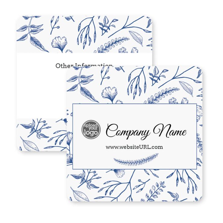 Vintage Floral Coaster 3-1/2" Round Corner Square - Blue