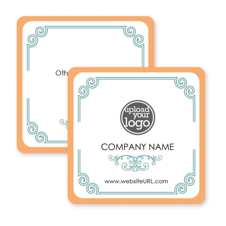 Deco Dining Coaster 3-1/2" Round Corner Square - Orange Peel