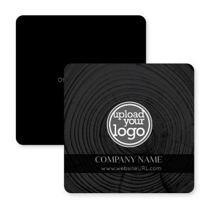 Dendochronology Coaster 3-1/2" Round Corner Square - Black