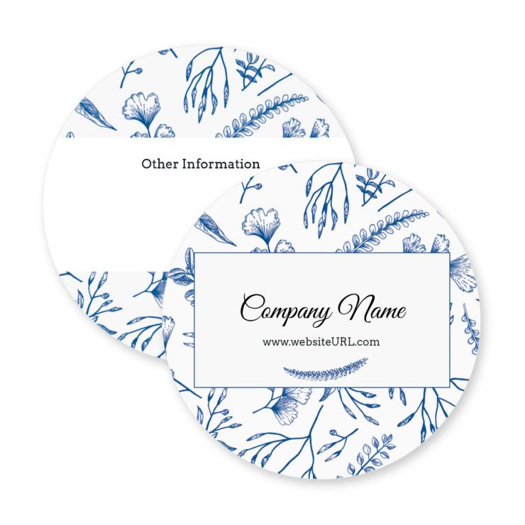 Vintage Floral Coaster 3-5/8" Circle - Blue