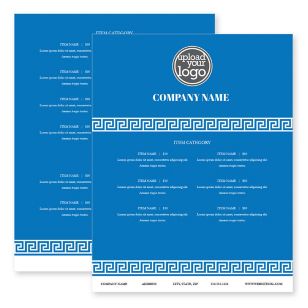 Keys to the Diner Menu 8-1/2"x11" Rectangle Vertical - Blue