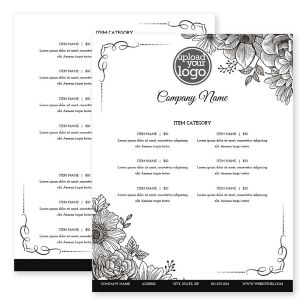 Garden Cafe Menu 8-1/2"x11" Rectangle Vertical - Black