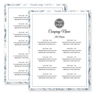Elegant Endive Menu 8-1/2"x11" Rectangle Vertical - Venice Blue