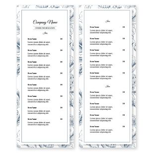 Elegant Endive Menu 4-1/4"x11" Rectangle Vertical - Venice Blue