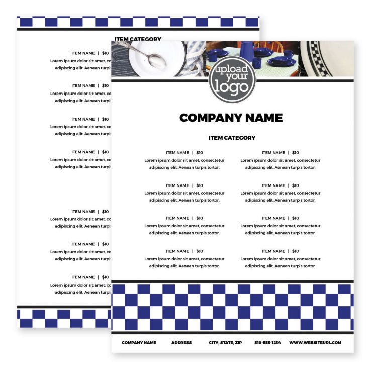 Americana Enamelware Menu 8-1/2"x11" Rectangle Vertical - Blue