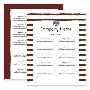 Summer Stripes Menu 8-1/2"x11" Rectangle Vertical - Merlot Red